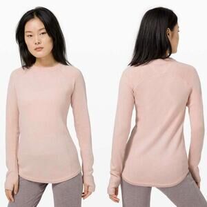 Lululemon Sit In Lotus Sweater Feather Pink Merino Wool Pullover Sweater XS/S